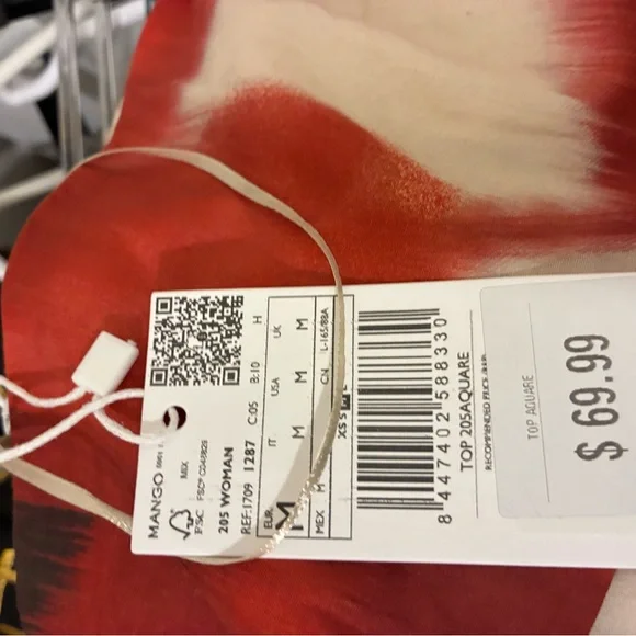 Mango Vibrant Orange and Cream Crop Top - Picture 3 of 5